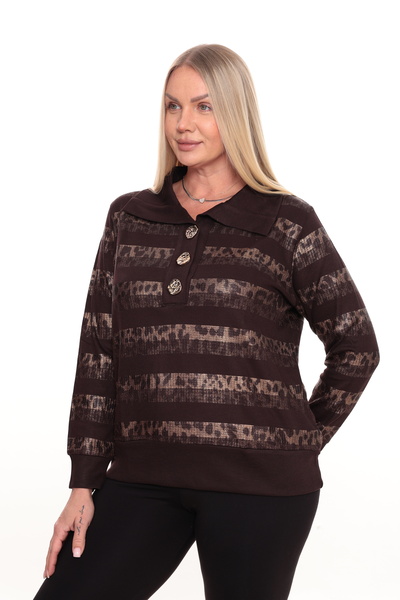 ASELES Plus Size Blouse with Collar, Buttons and Asepatch