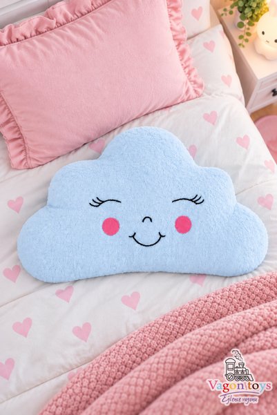 vagontoys Sevimli Gülümseyen Bulut Peluş Yastık Uyku Arkadaşı Pembe ve Mavi R...