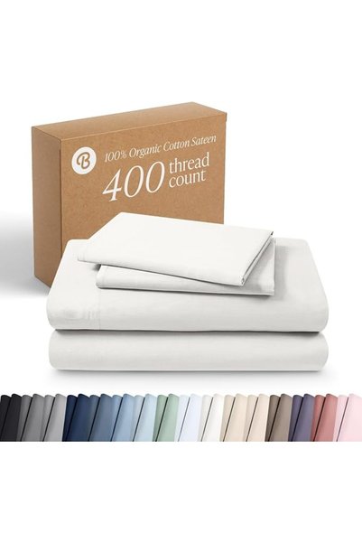 Bare Home طقم ملاءات سرير من القطن العضوي 100٪ مقاس كينج، 400 خيط، 4 قطع - نا...
