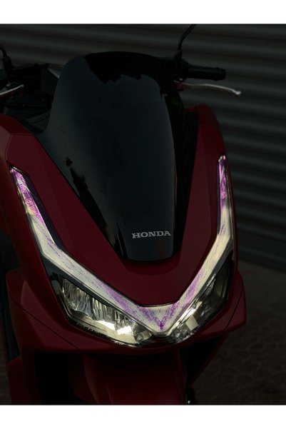 Banxtre Honda PCX Deluxe için Fırçalı Mor Desenli Far Filmi Far Tasarım Stick...
