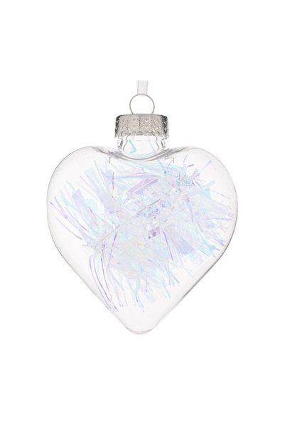 OEM Ornament Brad de Crăciun Inima Transparenta cu Beteala Irizata 8 cm – Atm...