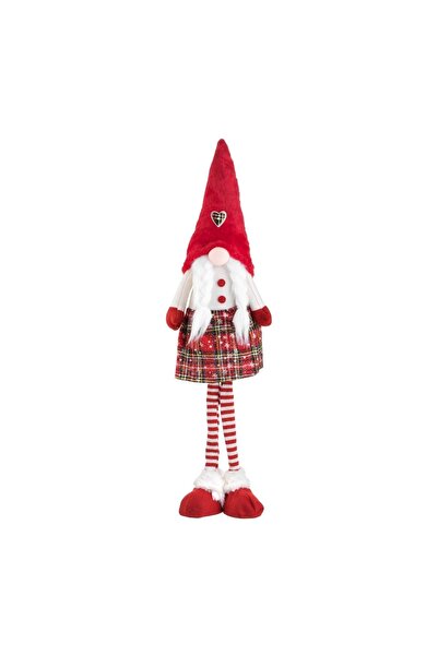 OEM Figurină Decorativa de Crăciun Gnome Craciunita cu Codite Rochie Roșie și...
