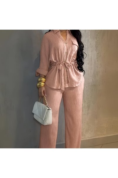 Generic Brand Patchwork Relaxed Fit Women's Shirt Sets