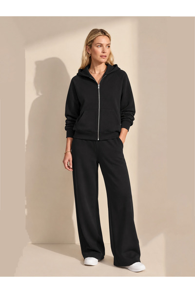 NUBAR CO. Set de trening negru, cardigan cu glugă, unisex, iarnă, 3 fire, 100...