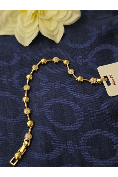 Generic Brand Mihrimah Women's Gold Color Bracelet with Zircon Stone Ball Figure