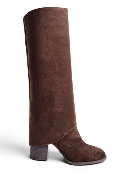 BAHRİNA Women's Thermo Rubber Sole Heeled Detachable Long Leg Boots
