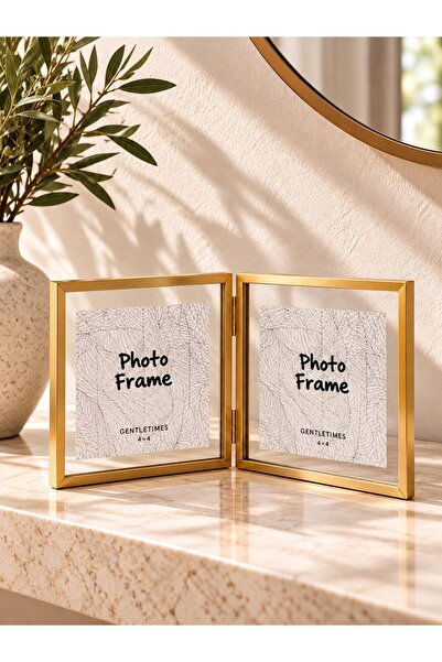 s elsa home Dekoratif İkili Gold Metal Çerçeve