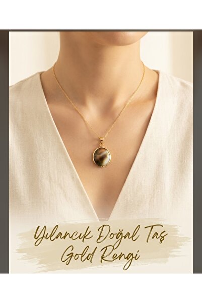 best bioenerji taş terapi Gold Color Yellowstone Natural Stone Necklace.
