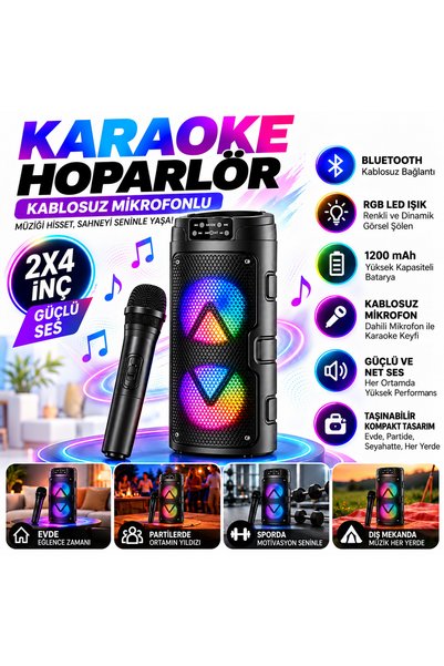 Boomboxtr GTS-2129 Bluetooth Hoparlör Kablosuz Mikrofonlu Karaoke Speaker Ses Bombası RGB Işıklı