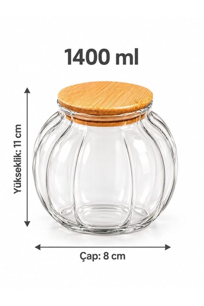 morponi 1400 ml Luna Bamboo Lid Sectioned Borosilicate Glass Jar Set – Set of 3