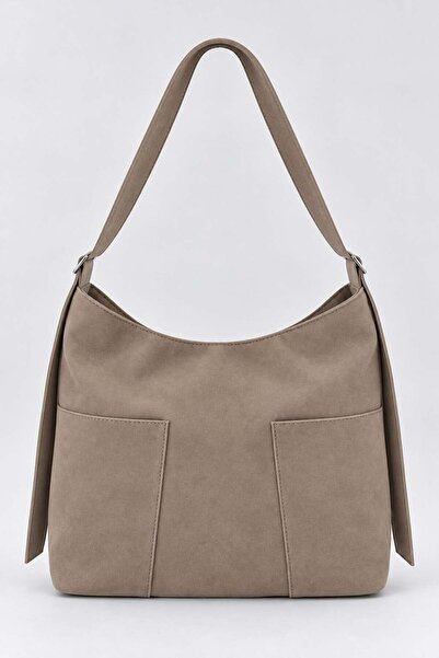 Madamra Mink Suede Women's Hobo Shoulder Bag with Double Front Pockets and Ad...