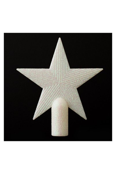OEM Varf pentru Brad Stea Albă Irizata Glitter 15 cm de Crăciun – Atmosferă F...