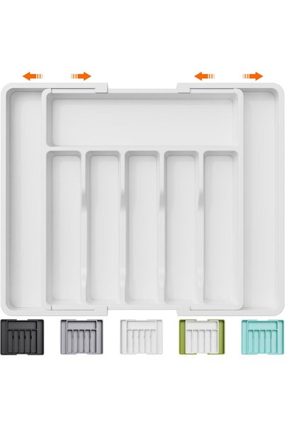 Lifewit Cutlery Drawer Organiser, Large Expandable to 57cm Utensil Tray for K...