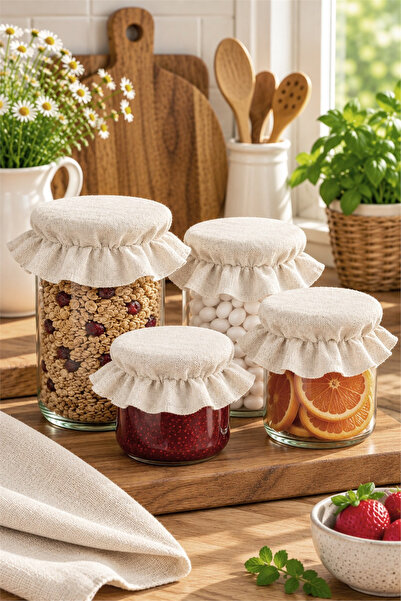 cotton maison Boho Elastic Fabric Jar Cover Set of 6 – Decorative Cotton Jar ...