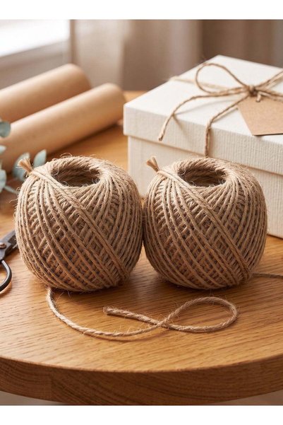 Taimi 2-Pcs 50g Natural Jute Ribbon, Eco-Friendly Burlap Rope for Gift Wrappi...