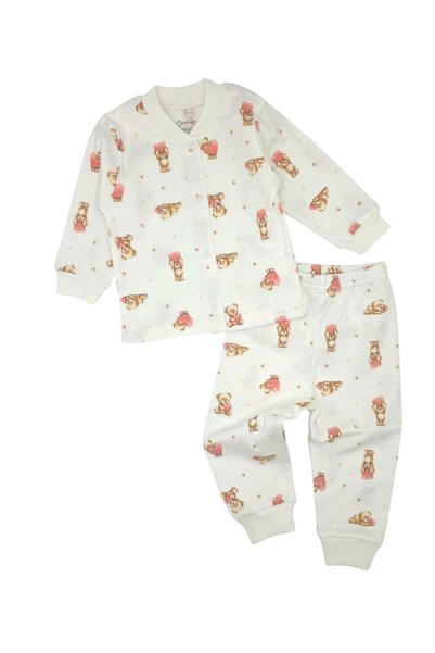 voyyo kids baby Baby Girl 6-9-12-18-24 Months Teddy Bear Printed Snap Fastene...