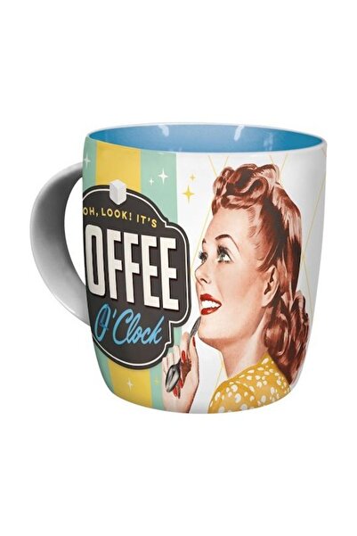 OEM Νοσταλγική Κεραμική Κούπα Τέχνης  "Coffee O'Clock Say It " 50's (43019)