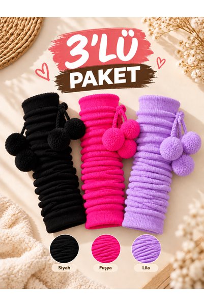 Baff Kadın Ponponlu Pamuklu Tozluk – 3'lü Paket