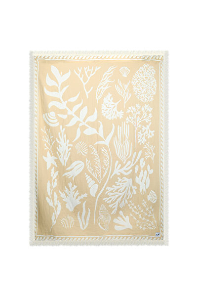 Karam Cotton Throw Blanket (Beige)