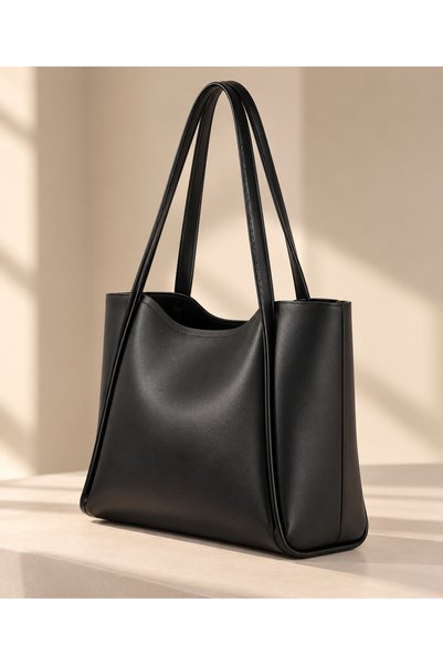 LEAFE Women's Black Shoulder Bag Stylish Daily Hand and Shoulder Bag with Large Internal Volume