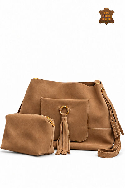 MaVaux Marilla 100% Genuine Nubuck Loose-fitting, Soft Leather Tasseled Elega...