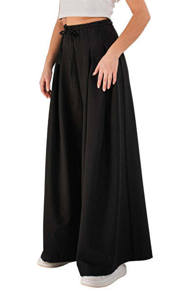 SOLLUXE LESLIE - Pantaloni lungi cu pliuri din stofă cu talie înaltă și croia...