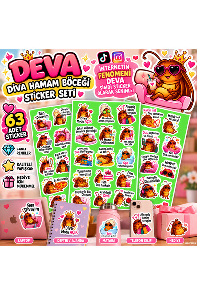 Fenomen Diva Böcekler Etiketi | Sticker – A4 Premium