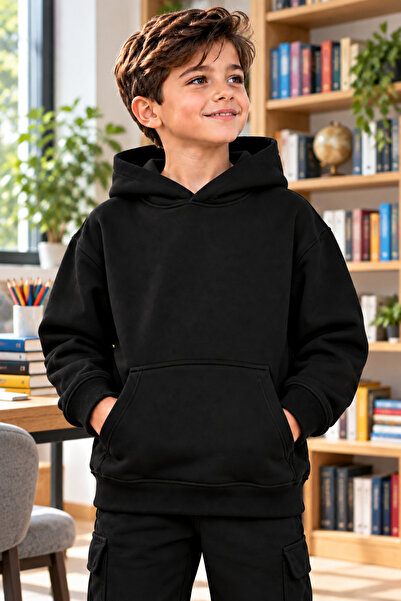 DAXİS Sportwear Company Boys' Hooded Oversized Sweatshirt with Kangaroo Pocket