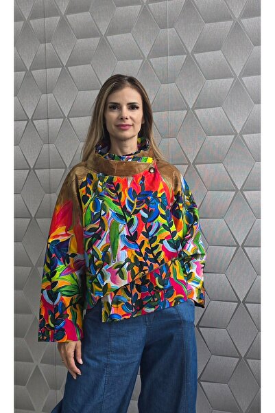 MAXORA SHOP Coralia asymmetric Cotton jacket with Printed