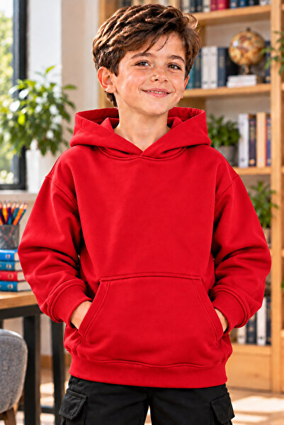 DAXİS Sportwear Company سترة رياضية للأولاد بقلنسوة وجيوب كبيرة على شكل كنغر
