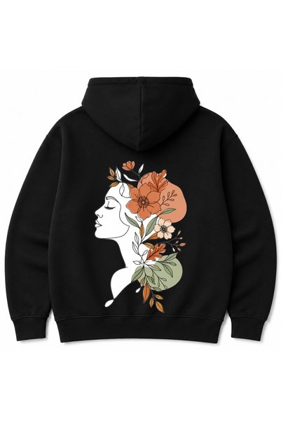 Rabona Fashion Hanorac cu grafică botanică, artă liniară, design floral, pent...