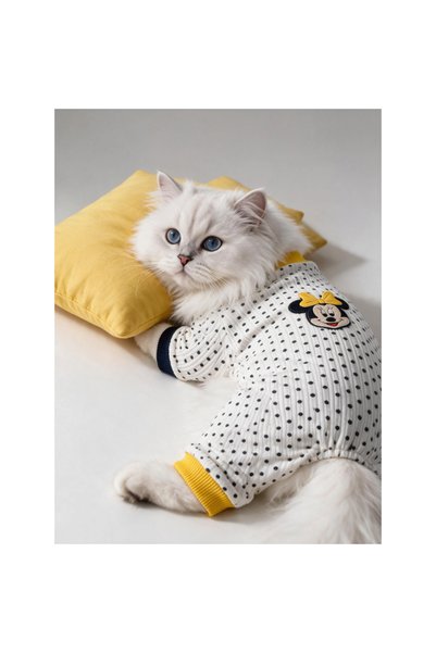 Kemique Spotty Sunny Minny Kedi Uyku Seti | Siyah Beyaz Puantiyeli Penye Kedi...