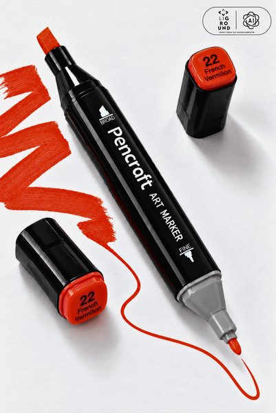 LİGROUND Çift Taraflı Art Marker Çizim ve Boyama Kalemi, İnce Kalın Uçlu, Esk...