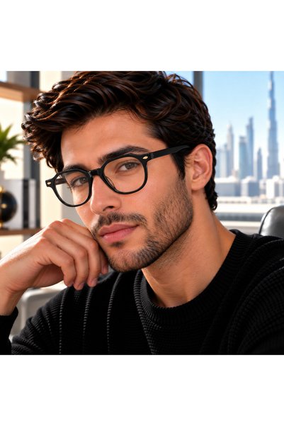MORE ME Glossy Black Round Acetate Eyeglass Frame