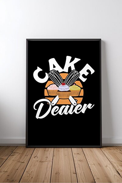 KEYFHOME Cake Dealer Pasta Amuzant cu text înrămat MDF Poster pentru masă Dec...