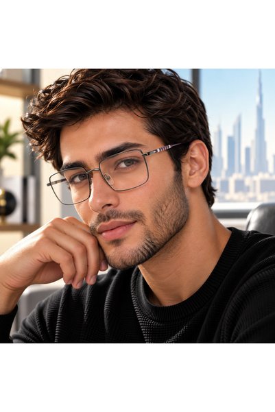 MORE ME Gunmetal & Purple Geometric Metal Eyeglass Frame