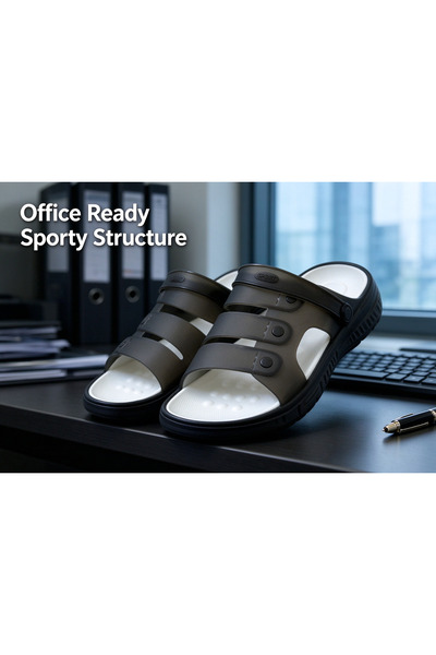 Huanhuan Shoe صنادل شاطئية رجالية عصرية ذات نعل سميك بألوان متباينة، صنادل بح...