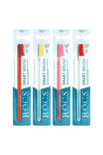 R.O.C.S. Smart Brush Medium Toothbrush for Adults – Beveled Bristle Trim, Thi...