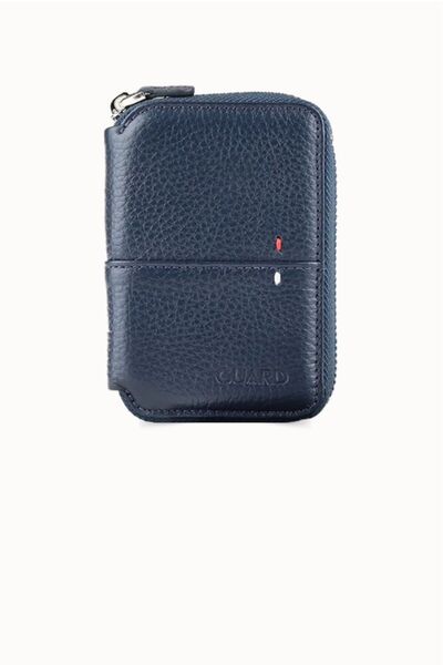 GUARD Portofel unisex de dimensiune mini, din piele naturală, albastru marin,...