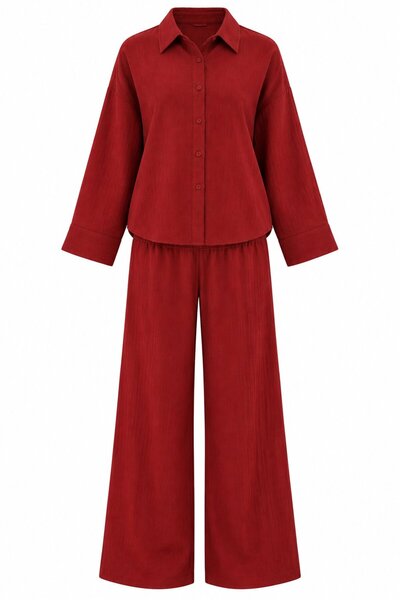 Laluvia Set kimono din 2 piese Claret Red Beijing - 2y912059