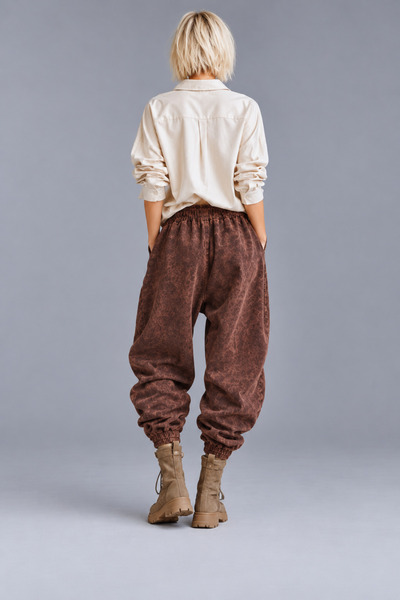 Boutique Juji BOHEM STİL VİNTAGE YIKAMA BORDO SALAŞ PANTOLON