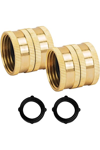Bukela 2Pcs Garden Hose Adapter, 3/4 Inch Solid Brass Hose Connectors, Hose C...