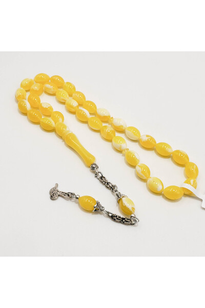 Generic Brand Amber Scrab Rosary – 33 Beads 8-12mm Yellow & White Oval Prayer 21g