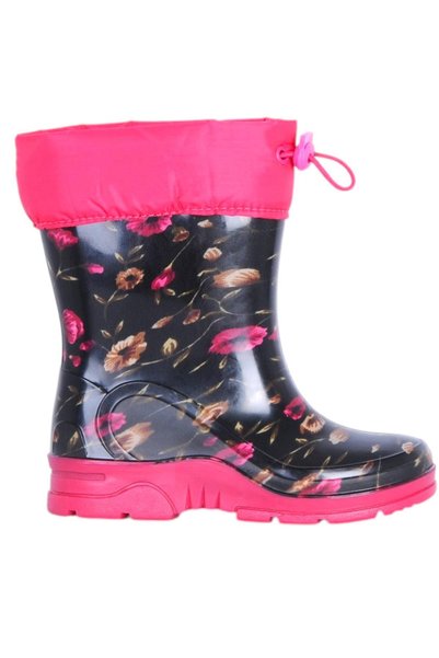 ARISAN Black Floral Girls' Waterproof Fur Boots