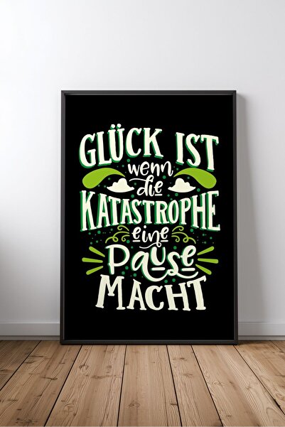 KEYFHOME Glück Ist Pause Poster de pictură MDF înrămat, scris în limba german...