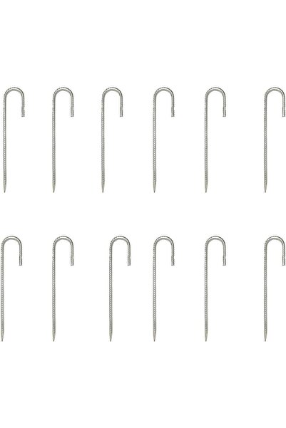 Yelajoy 12 PCS J-Shaped Rebar Stakes, Galvanised Steel Ground Pegs for Tent