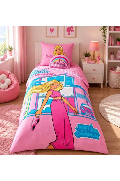 Taç New Season Licensed Barbie Dream House Single Bedding Set (with Kirlent G...