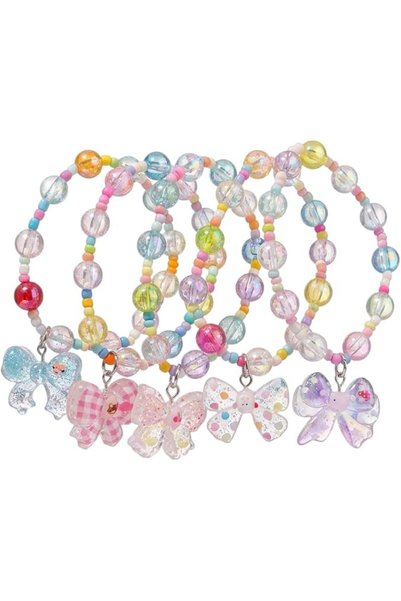 TERRIFI 5-Piece Bow-knot Beaded Bracelets for Girls, Rainbow Butterfly Friend...