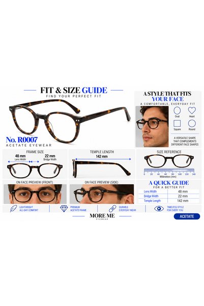 MORE ME Havana Tortoiseshell Rectangular Acetate Eyeglass Frame