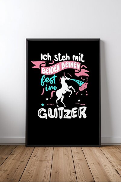 KEYFHOME Poster de pictură MDF înrămat cu text amuzant în limba germană Glitz...